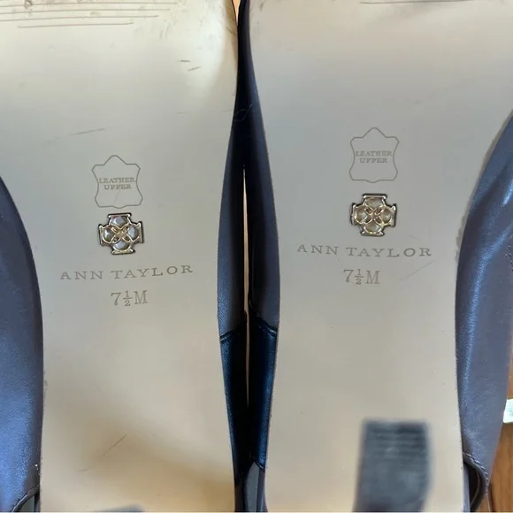 Ann Taylor Cara Crisscross Peep Toe Leather Sandals Heels Black Tan Women’s 7.5 - Picture 9 of 10